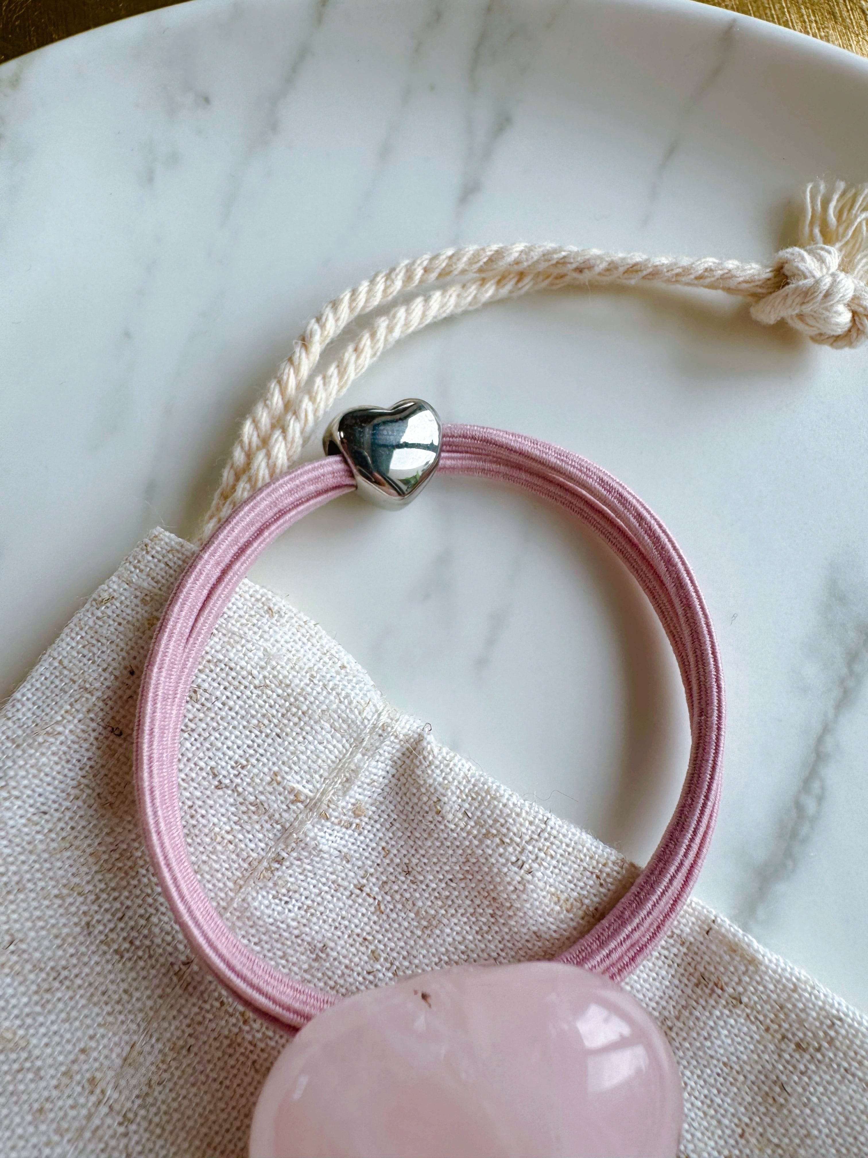 Pu'uwai heart rose quartz hair accessory（ぷっくりハート