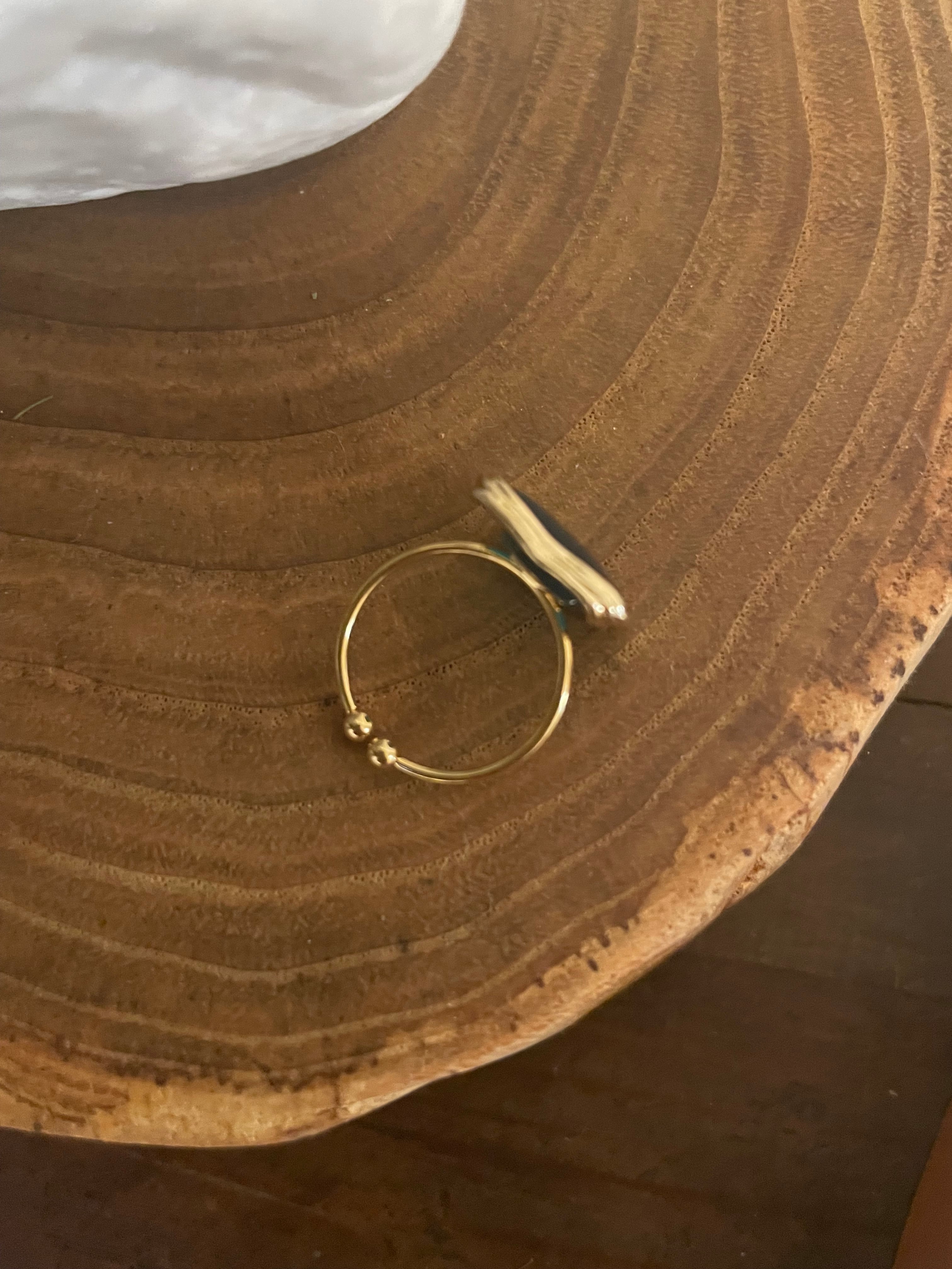 スクエアリング(ブラック&ターコイズ)