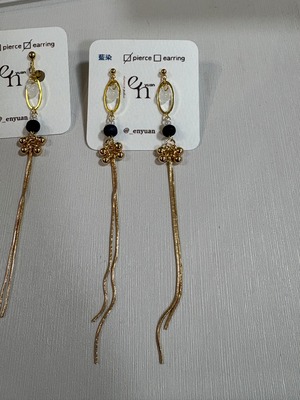 ピアス【select】藍染ウッドゆらゆらピアス