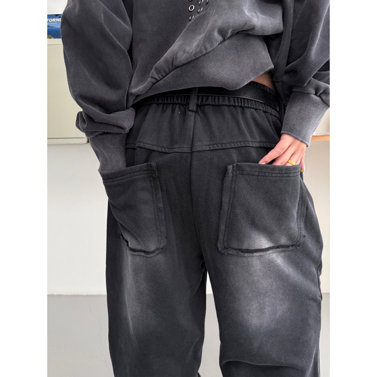 VINTAGE ストリート ウォッシュド スタッズ スウェットパンツ P469