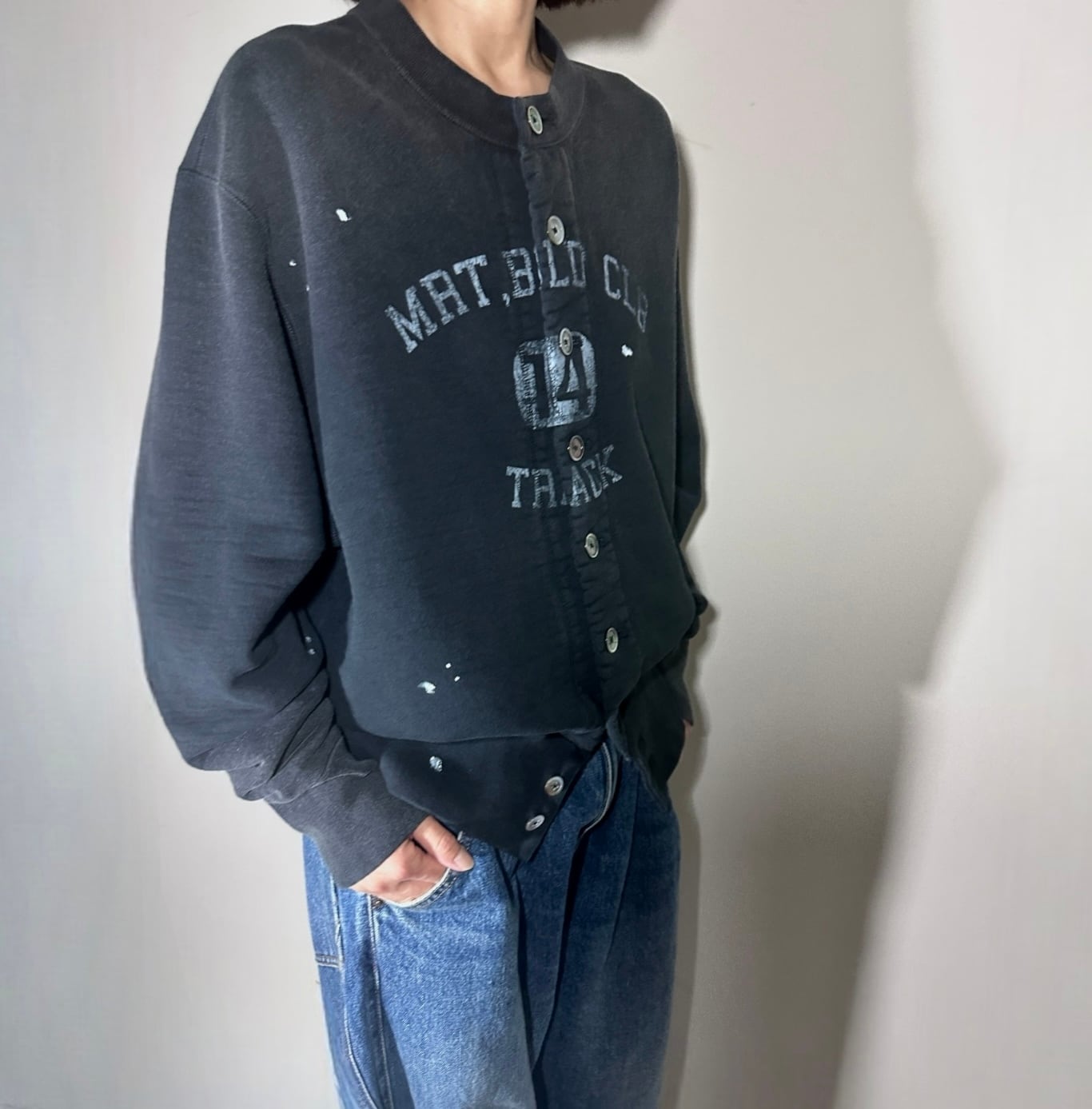 KHOKI  [VINTAGE-EFFECT SWEAT CARDIGAN]