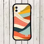 受注生産 iPhoneケース 赤と黄色の水平ウェーブ抽象｜レトロウェーブ CURV050C