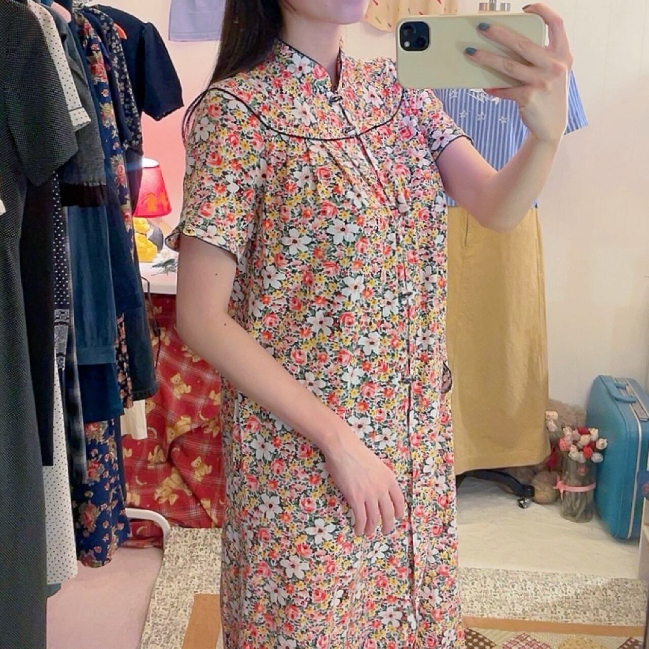 flower toggle button neglige one-piece