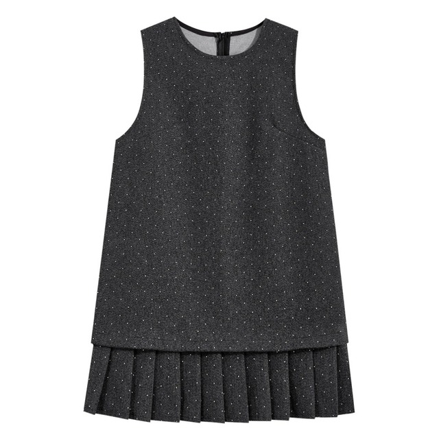 Tiny dot pleated mini dress　B1262