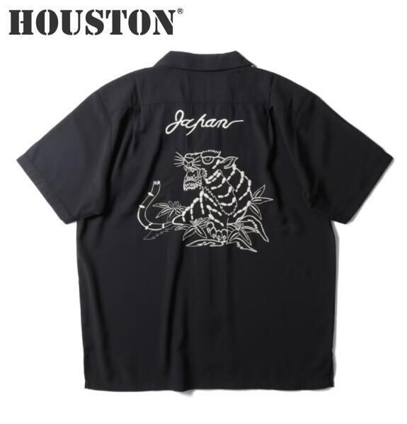 HOUSTON ヒューストン シャツ 半袖 スーベニールシャツ SOUVENIR SHIRT TIGER BLACK 41308