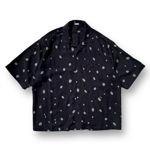 FILL THE BILL 3 POCKET OPEN COLLAR SHIRT (BLACK DOT)