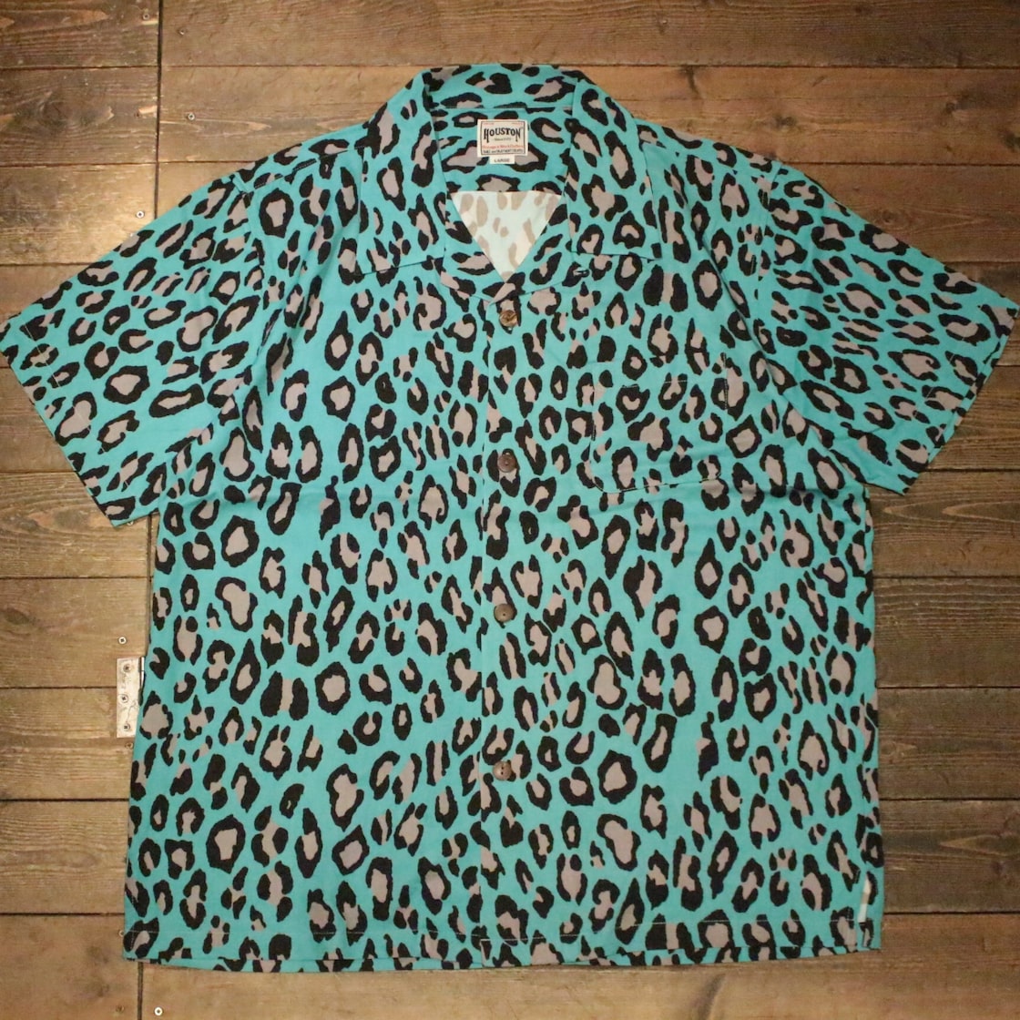 HOUSTON】41103 ALOHA SHIRT (LEOPARD) MINT / ヒューストン アロハ  