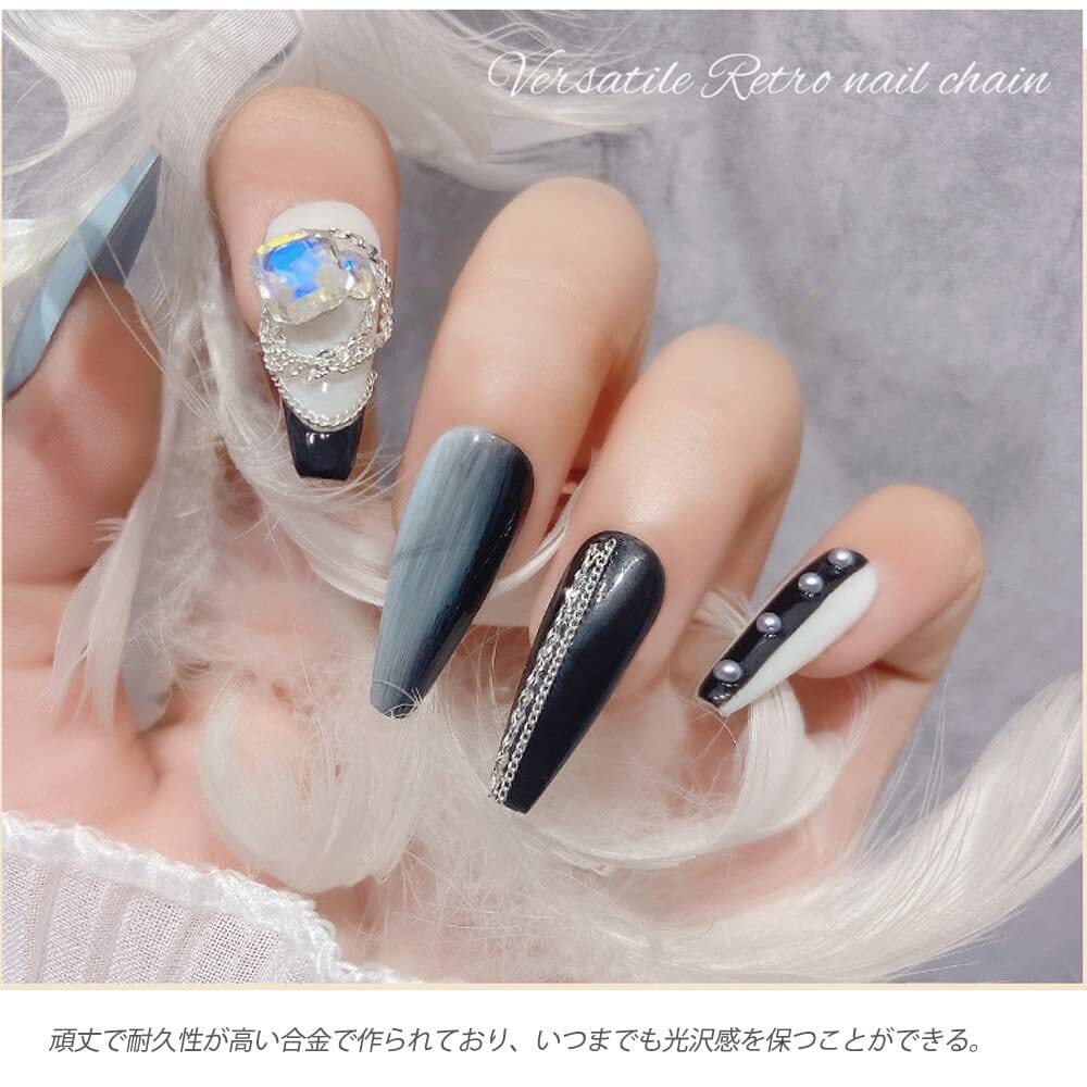 Chisafly ネイル チェーン ボール 極細 シルバー 3種類 150cm ネイル