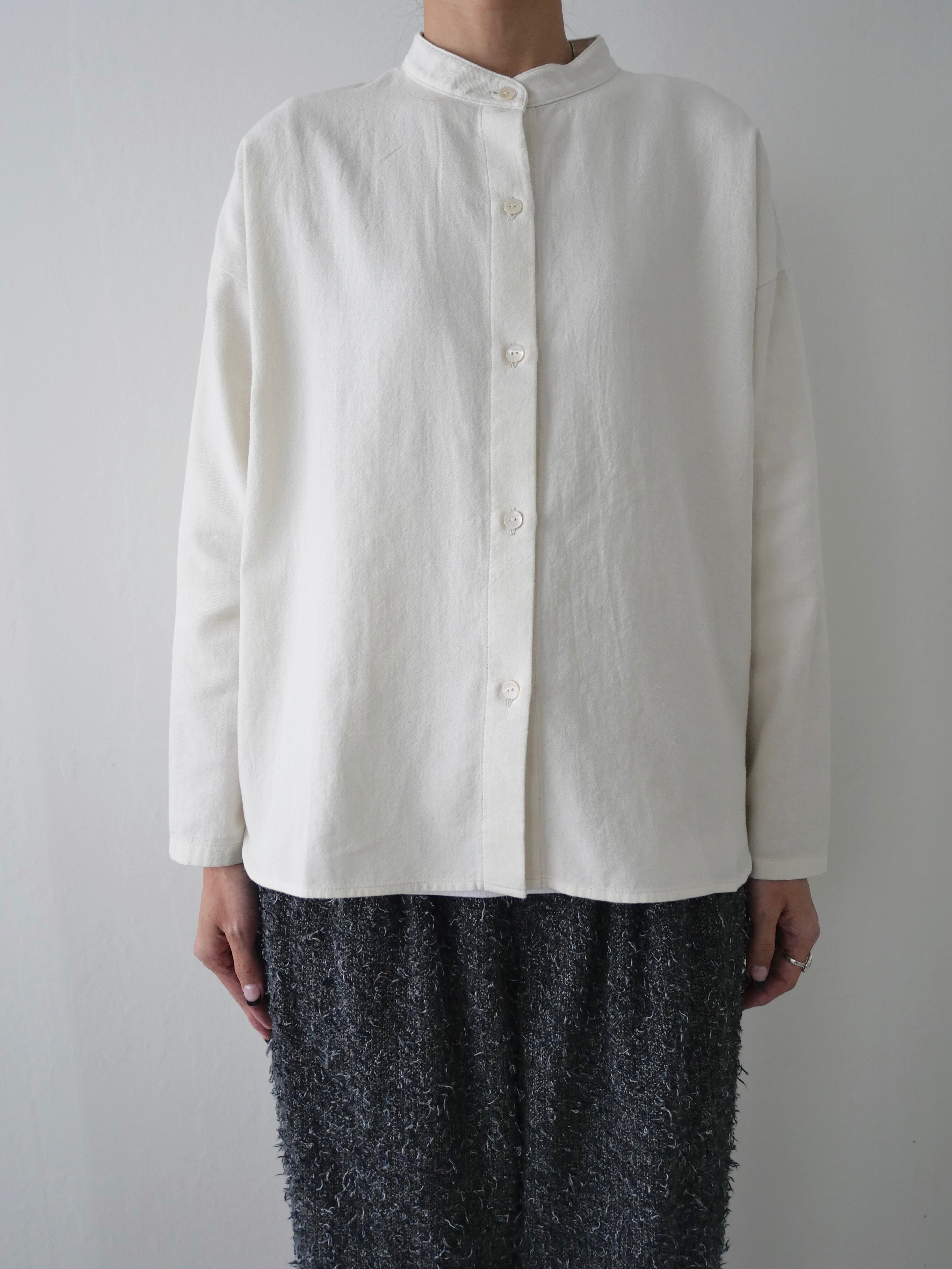 evam eva / cotton wool band collar shirt
