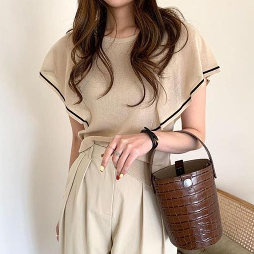 トップス・个性・半袖シャツ・シフォンブラウス・流行り・レディース服・フェイク