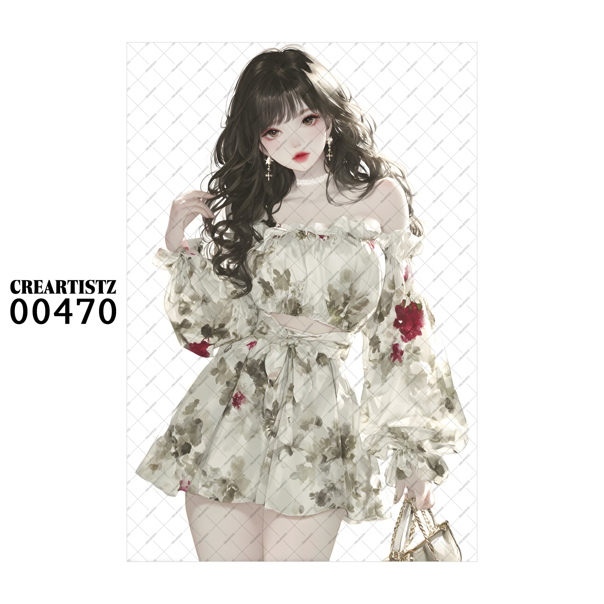 00470 ガール キュート オリジナル ペーパー/ステッカー 4枚セット CREARTISTZ