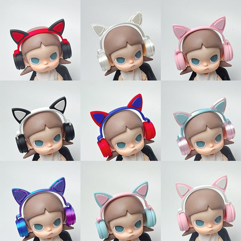 Zsiga＆1/8ドール＆20cm対応 猫耳装飾付き イヤホン ぬいぐるみ用