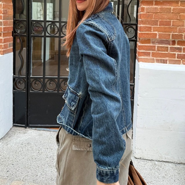 トグルバックルクラシックラインデニムブルゾン 1col   R01805