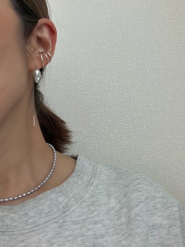 【Freshwater Pearl】Gray Rice Pearl Necklace 37〜40㎝