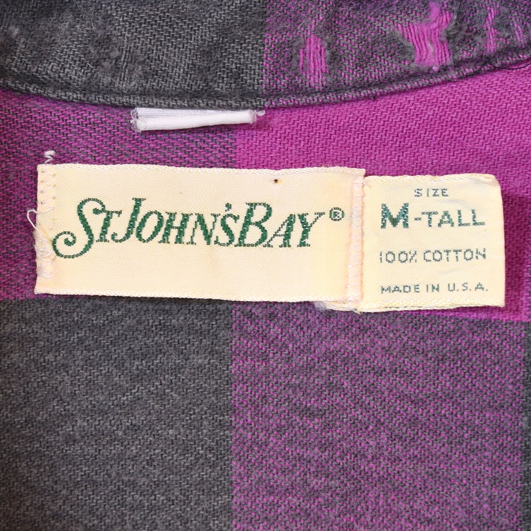 90s セントジョンズベイ USA製 バッファローチェック 黒紫 フランネル