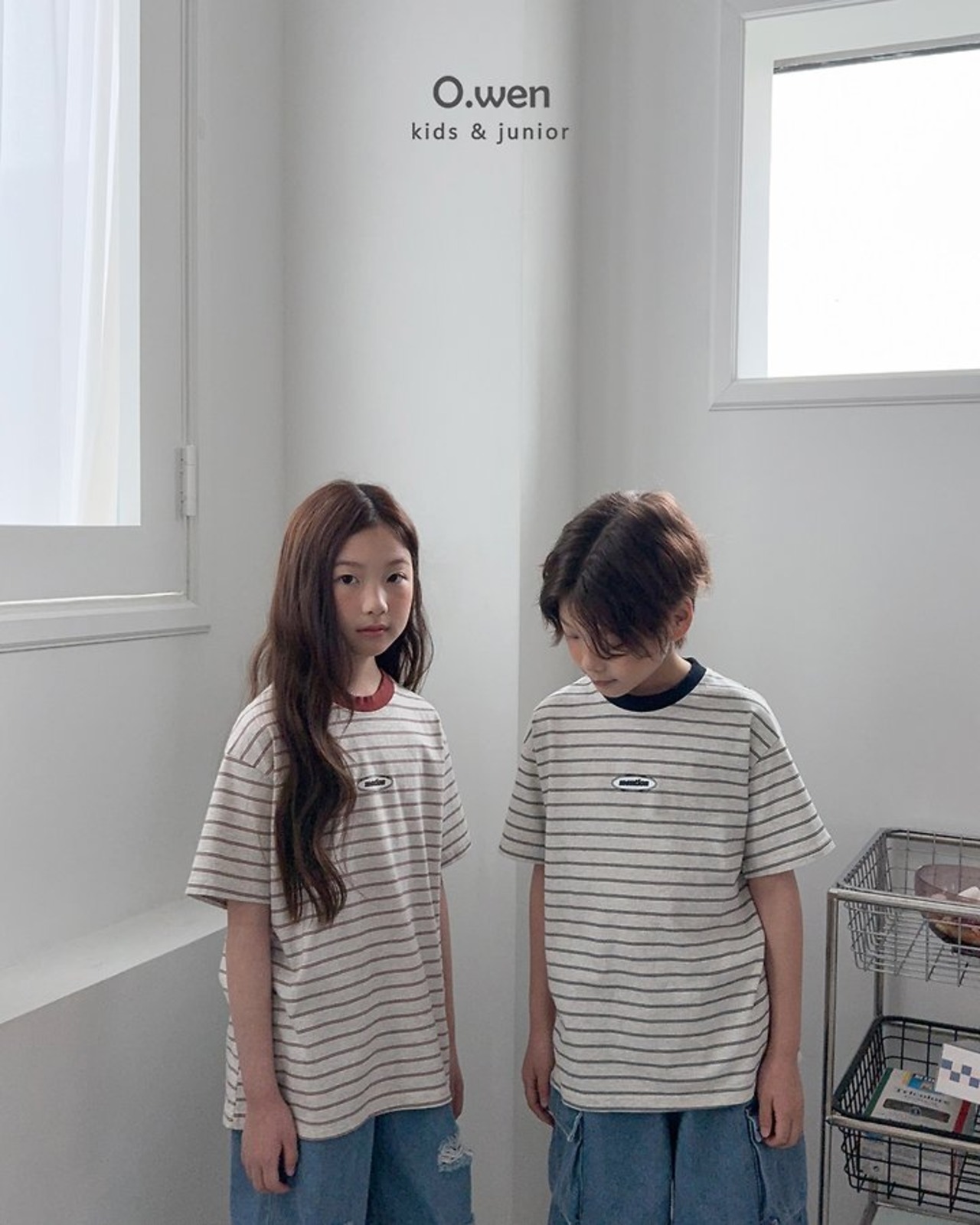 [O.wen] Mention Stripe Short Sleeve T-shirt (JS/JM/JL/JXL) / [오웬] 멘션스트라이프반팔티 (JS/JM/JL/JXL)