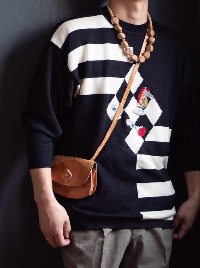 "CARLOTTA" 1990s  Intarsia knit pullover