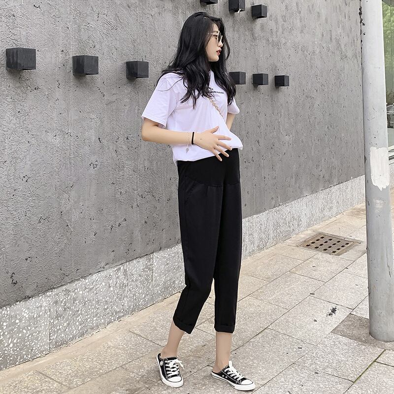 【新作】【送料無料】 マタニティウェア2020春と秋の新しいファッションロールアップアウターウェアマタニティパンツルーズ妊娠中のベリーリフトハーレムクロップドパンツ-アリババ スプリング 春物 オータム 秋物 expec292351815387