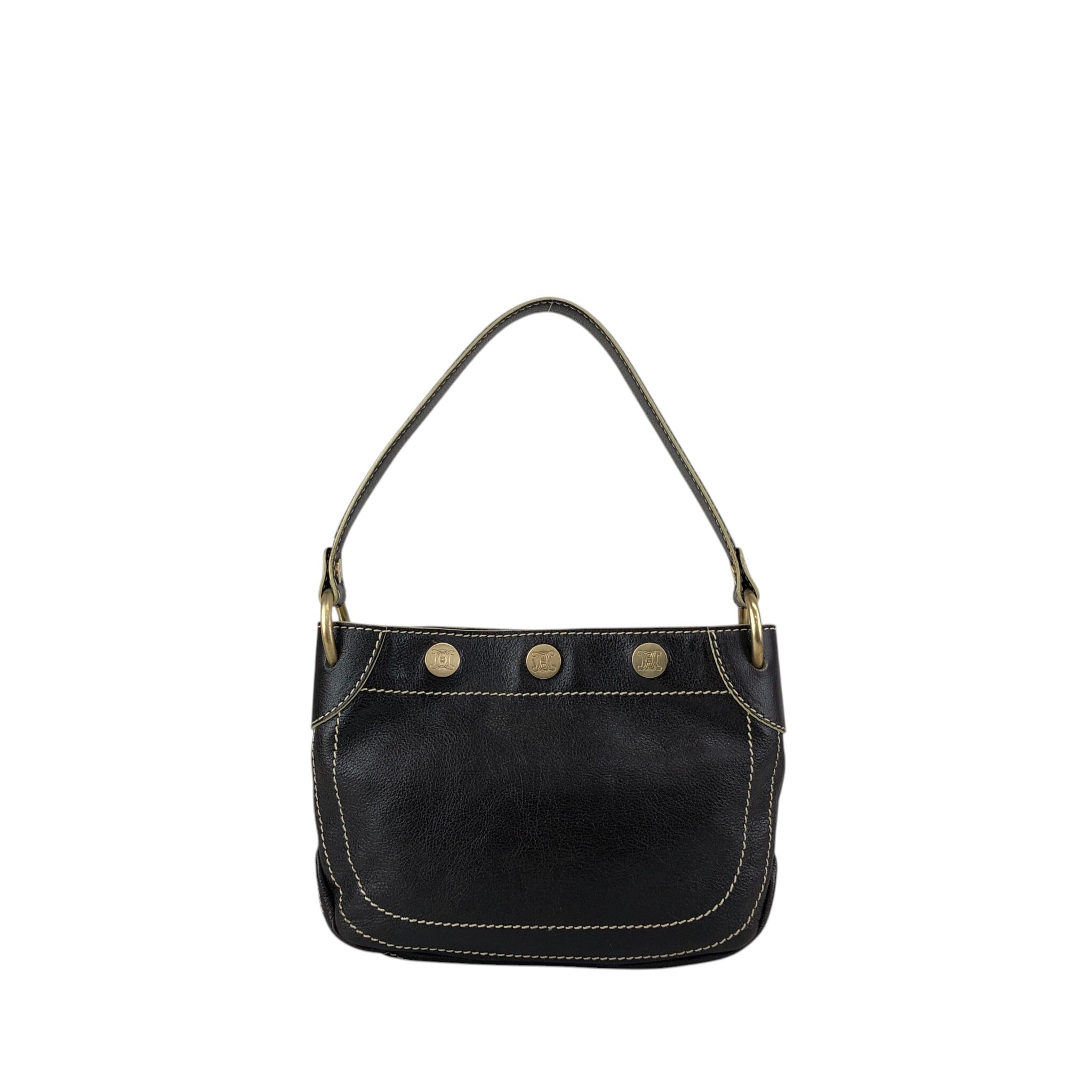 CELINE セリーヌ ショルダーバッグ ブラウン ブラゾンボタン レザー