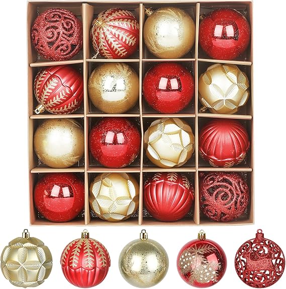out コ ビィ様 クリスマスボール FINGOOO クリスマス ボール オーナメント ツリー 飾り 16PCS