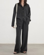 Drawstring wide leg pants L0134