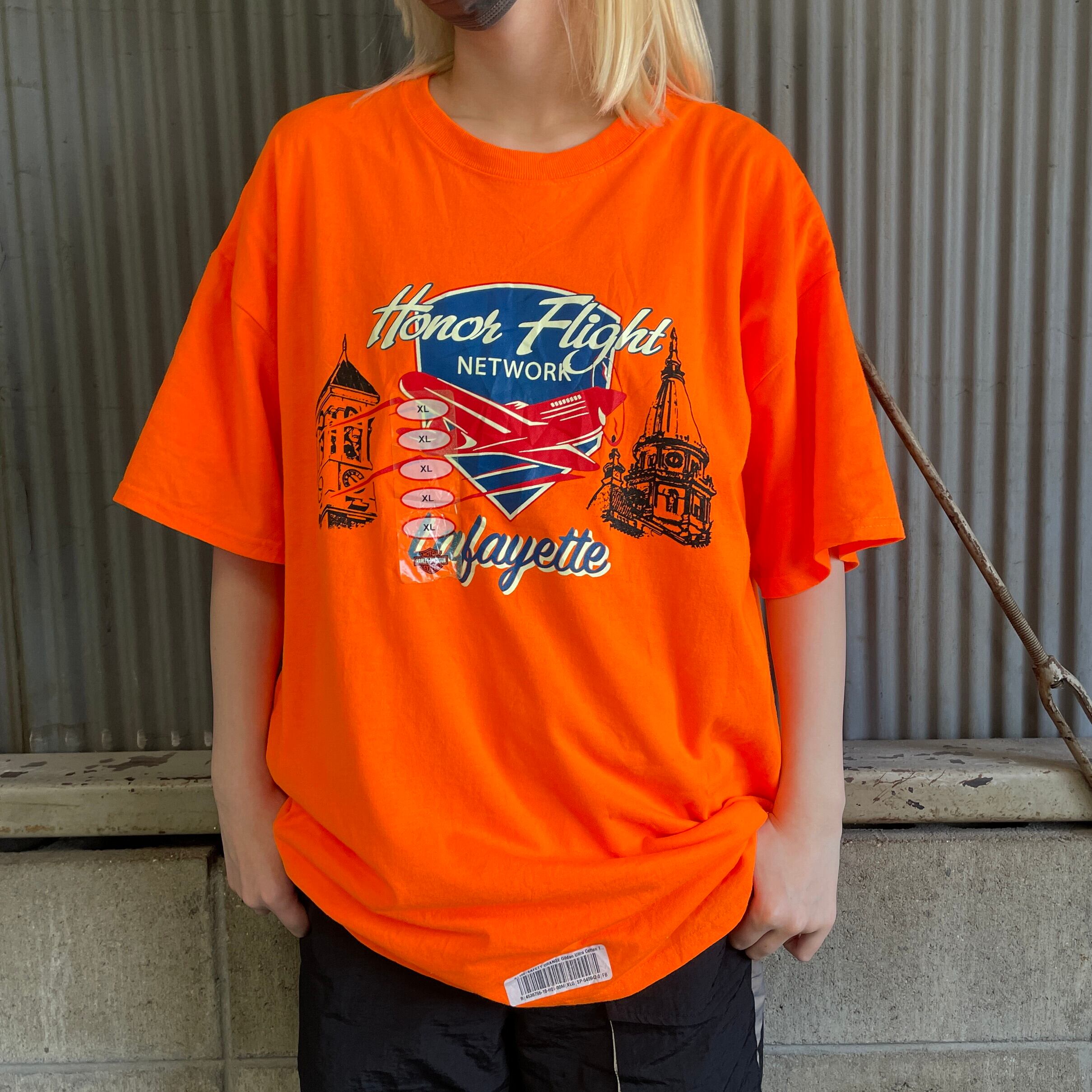 90S USAハーレーダビッドソンＴシャツXLサイズ両面プリントオレンジ