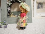 ブルーアイ・パッチワーク柄スカート　珍しい黒ブーツ　「Nancy Ann Story Book Doll」（フェルト・レース破れあり） 画像7