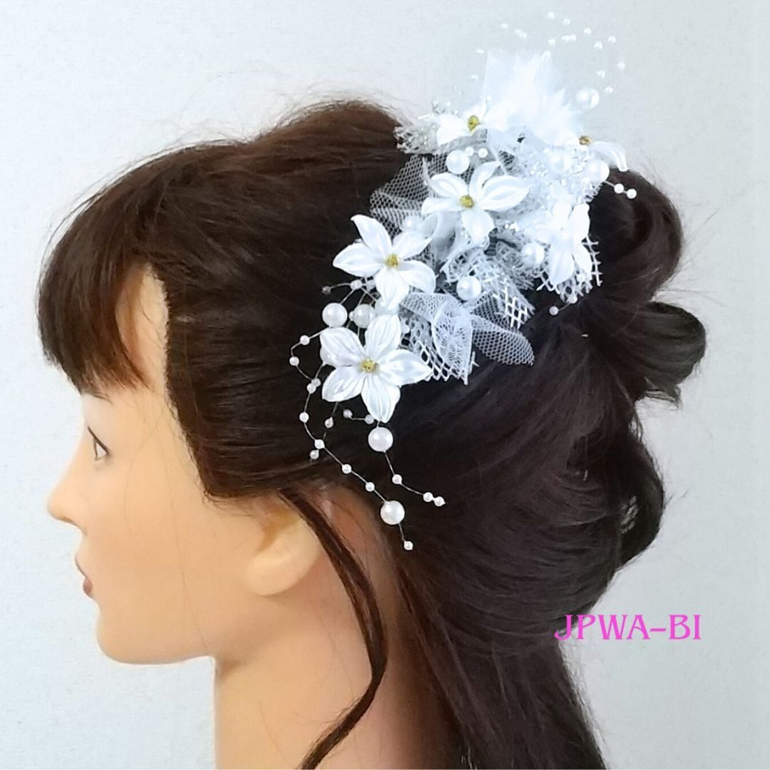 国産ヘッドドレス・髪飾り//和洋兼用/白ドレス・着物/結婚式・成人式
