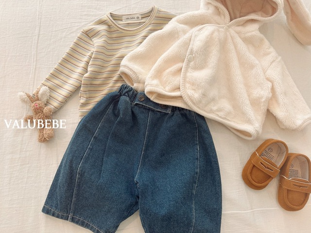 【予約/特典】valu bebe / Bonbon fleece-lined denim pants