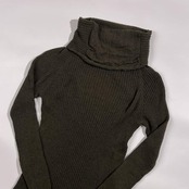 HaaT ハート タートルネック リブ ニット セーター 2/ダークカーキ系 レディース イッセイミヤケ
