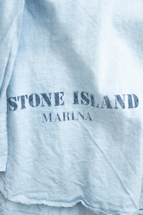 [05SS]"STONE ISLAND" Garment-Dyed Cotton Chambray Regular Collar Shirt 【Dead Stock】