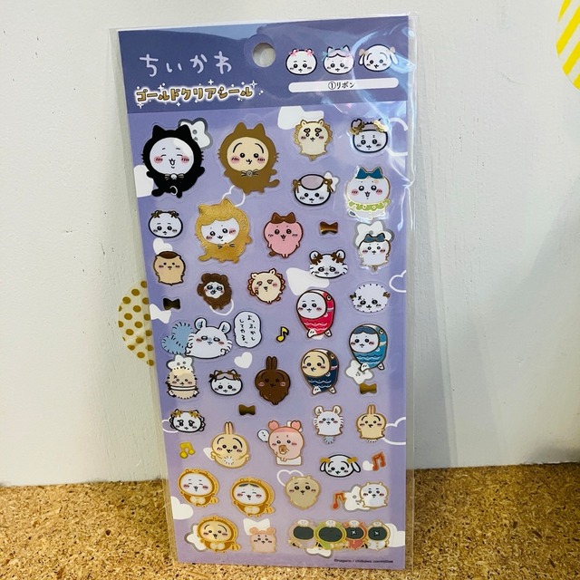 ちいかわ　箔押し　リボン　ゴールドクリアシール　ST01