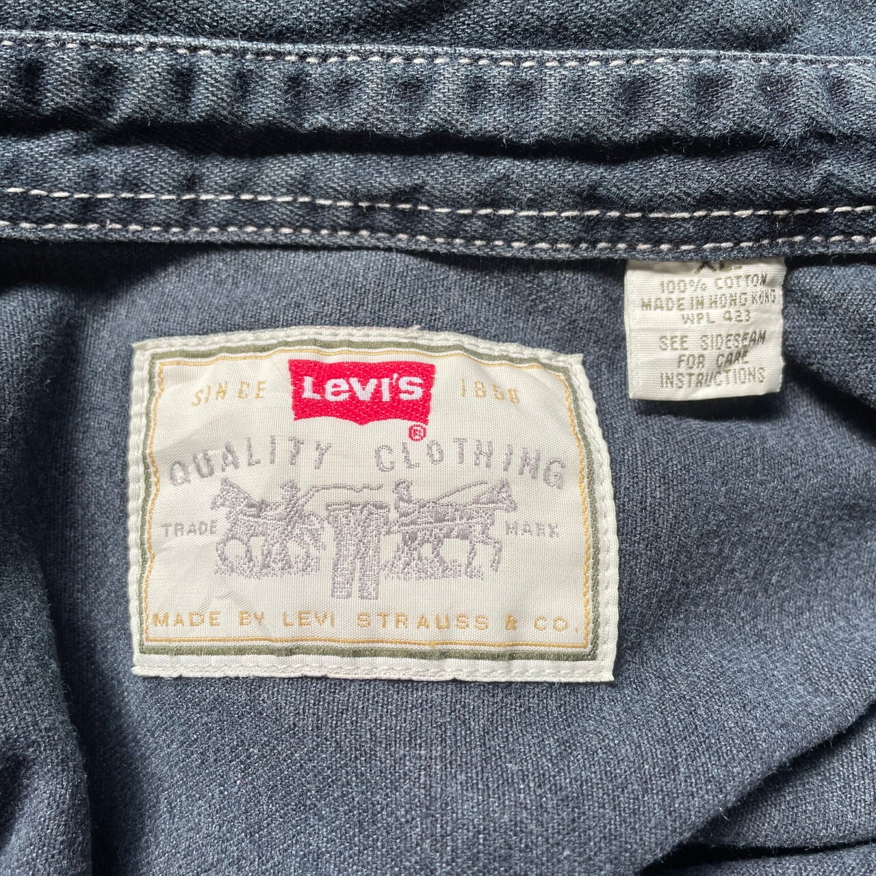 ヒ*ヨ様 超希少 Lee ヴィンテージデニムバナー 90s レア 非売品 販促用 ビッグサイズ 90年代 Levi's リーバイス 長袖 ブラックデニムシャツ