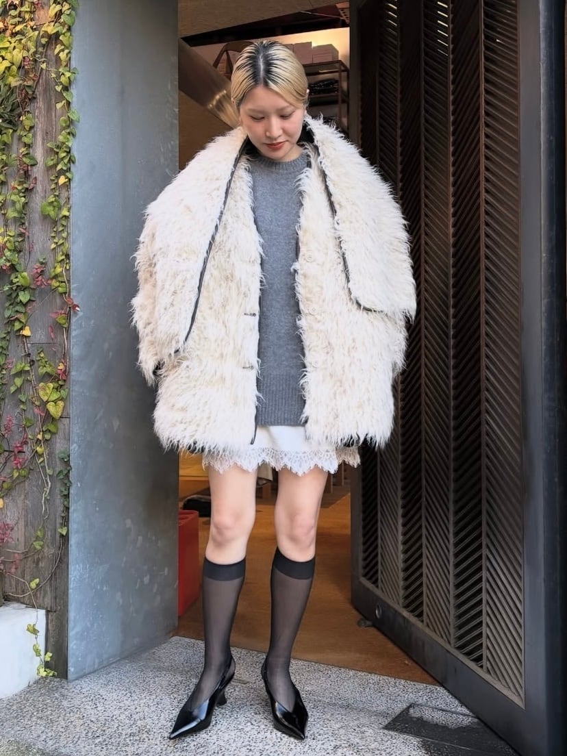 Mame Kurogouchi ショールカラーショートコート Wool Arupaka Shawl Collar Short Coat-ウールアルパカショールカラー