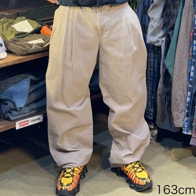 【W34×L30#裾上げ済み】CHAPS   ツータックコットンパンツ  ブランドタグ　ツータック　コットン100%