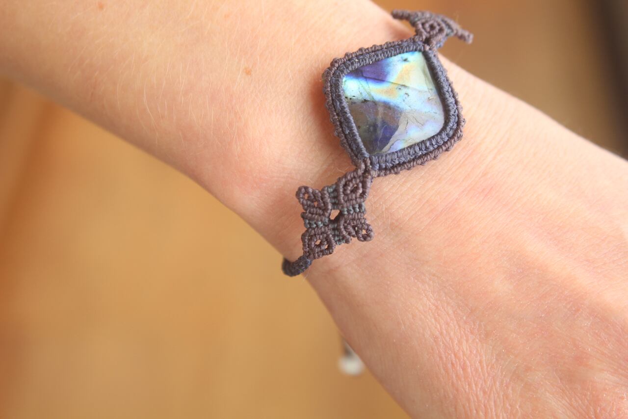 Multi color Labradorite micro macrame bracelet