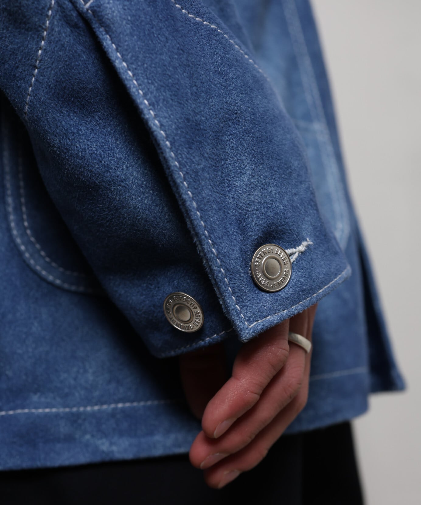 SEVEN BY SEVEN / 800-6125005 LEATHER COVERALL JACKET (LIGHT INDIGO