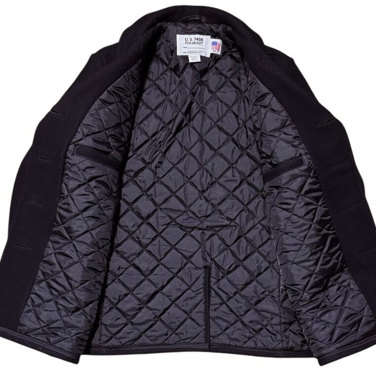 美品 ビッグサイズ44 USA製 Schott 10ボタン ピーコート ブラック 740