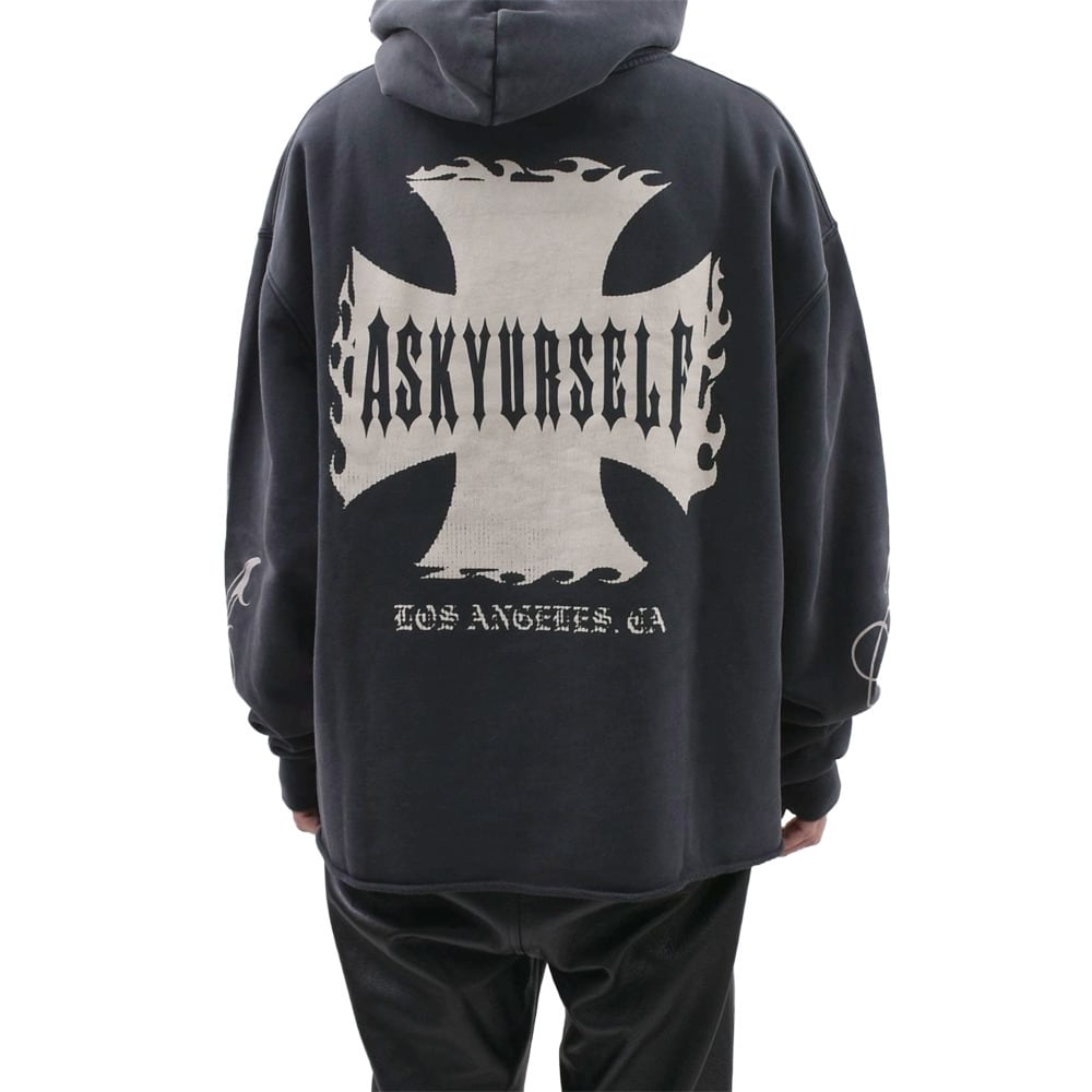 ASKYURSELF】RAW AY CROSS HOODIE | AYIN