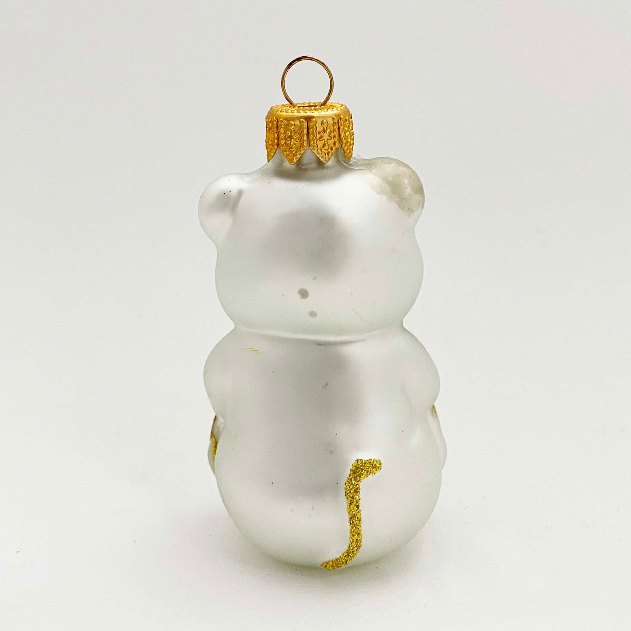 ウクライナ製 ガラスオーナメント（チーズを持ったネズミ）