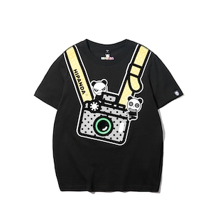 送料無料 【HIPANDA ハイパンダ】キッズ Tシャツ KID'S CAMERA MAN HIPANDA PRINTED SHORT SLEEVED T-SHIRT / BLACK