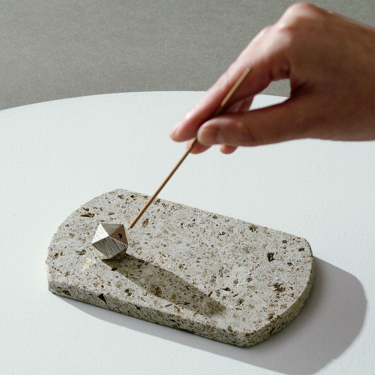 大谷石の香皿と錫製の香立て》Oya Incense Set＜tin＞（オオヤ イン