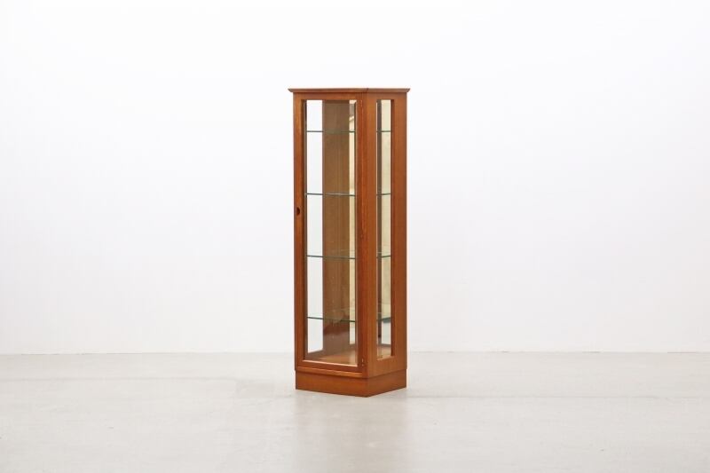 沼津店】チーク無垢材 キュリオケース ガラス キャビネット 飾り棚