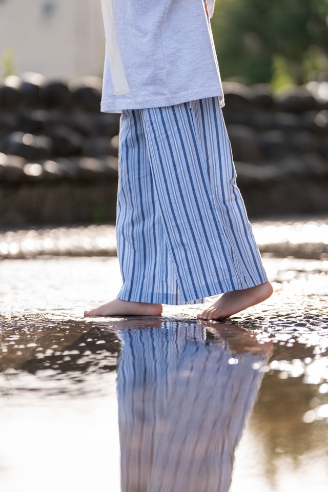 【即納】combination striped pants / minimal