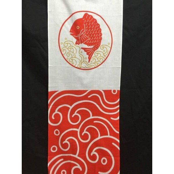 祝い文手拭い 紅白シリーズ 目出鯛 加藤萬 約30×35cm 綿100％ 京友禅