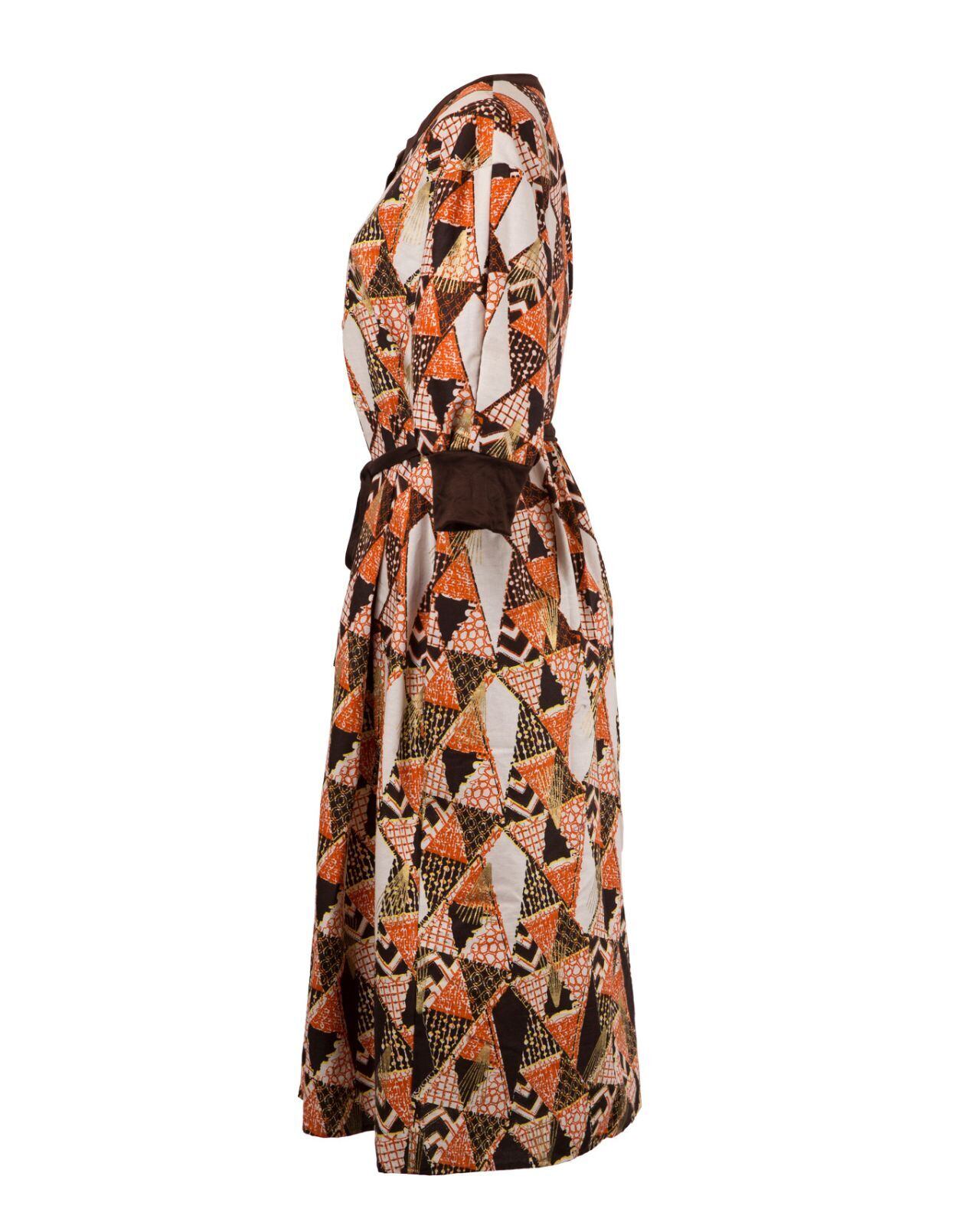 シャツワンピース サクセス オレンジ×ブラウン（日本縫製