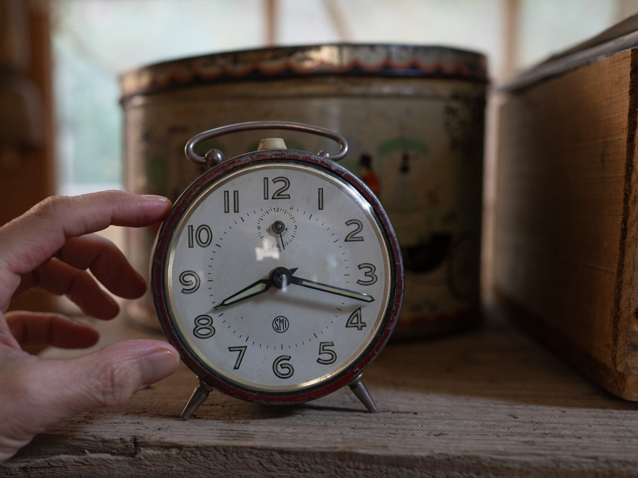 カチコチ音が可愛いSMI置き時計(実働)フレンチブロカント