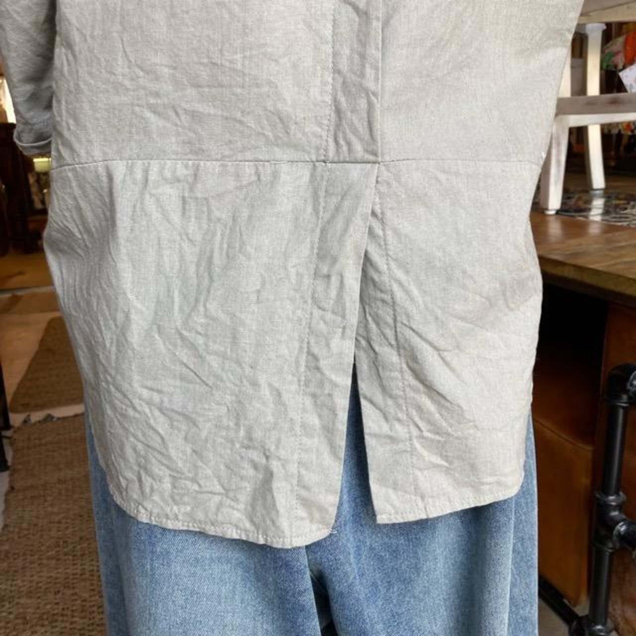 TOPANGA Lady's　フロントライン5分袖ブラウス　オリーブ