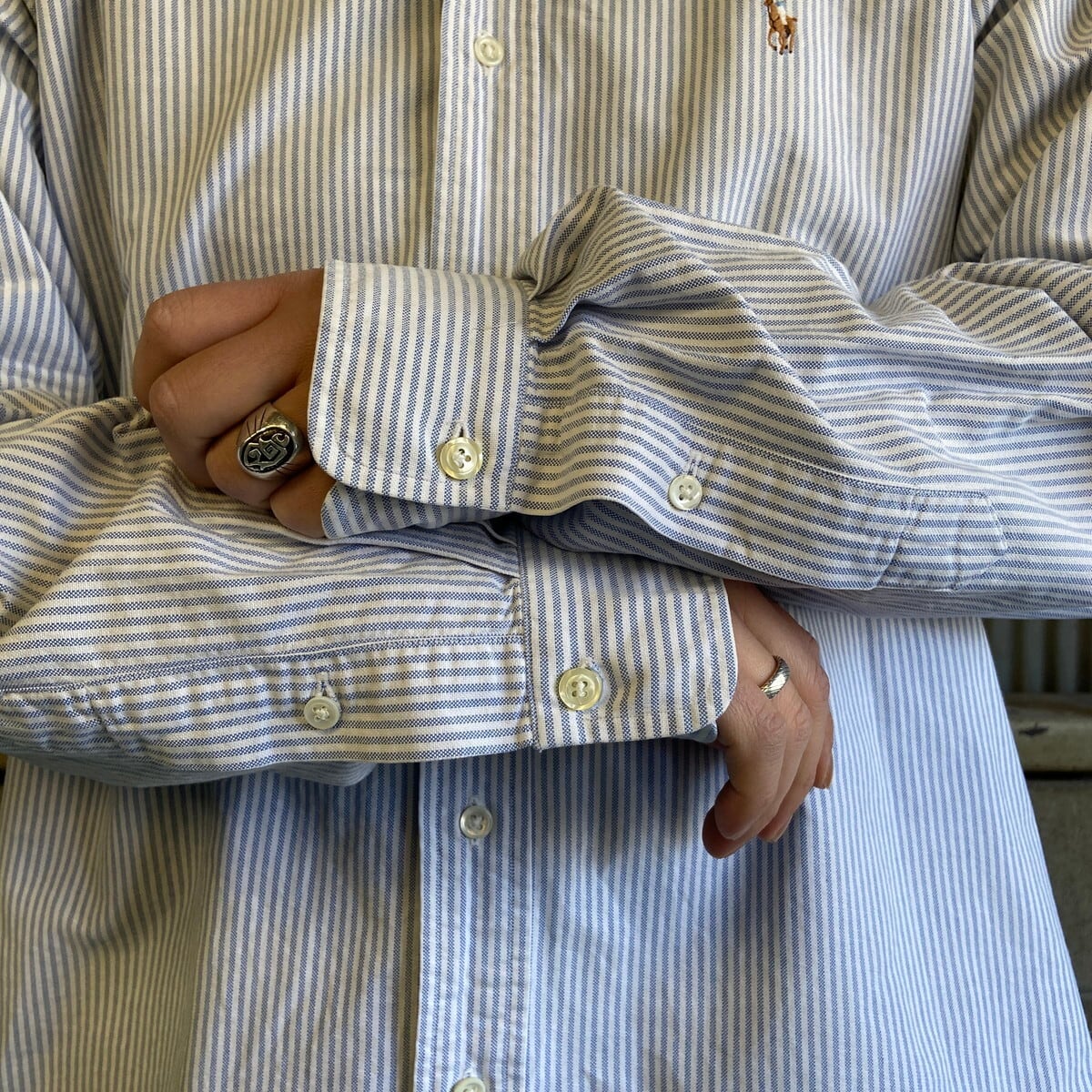 RALPH LAURENラルフローレンの長袖ストライプシャツ　Sサイズ- POLO RALPH LAUREN（ポロ・ラルフローレン） 90S L/S REGULAR COLLAR