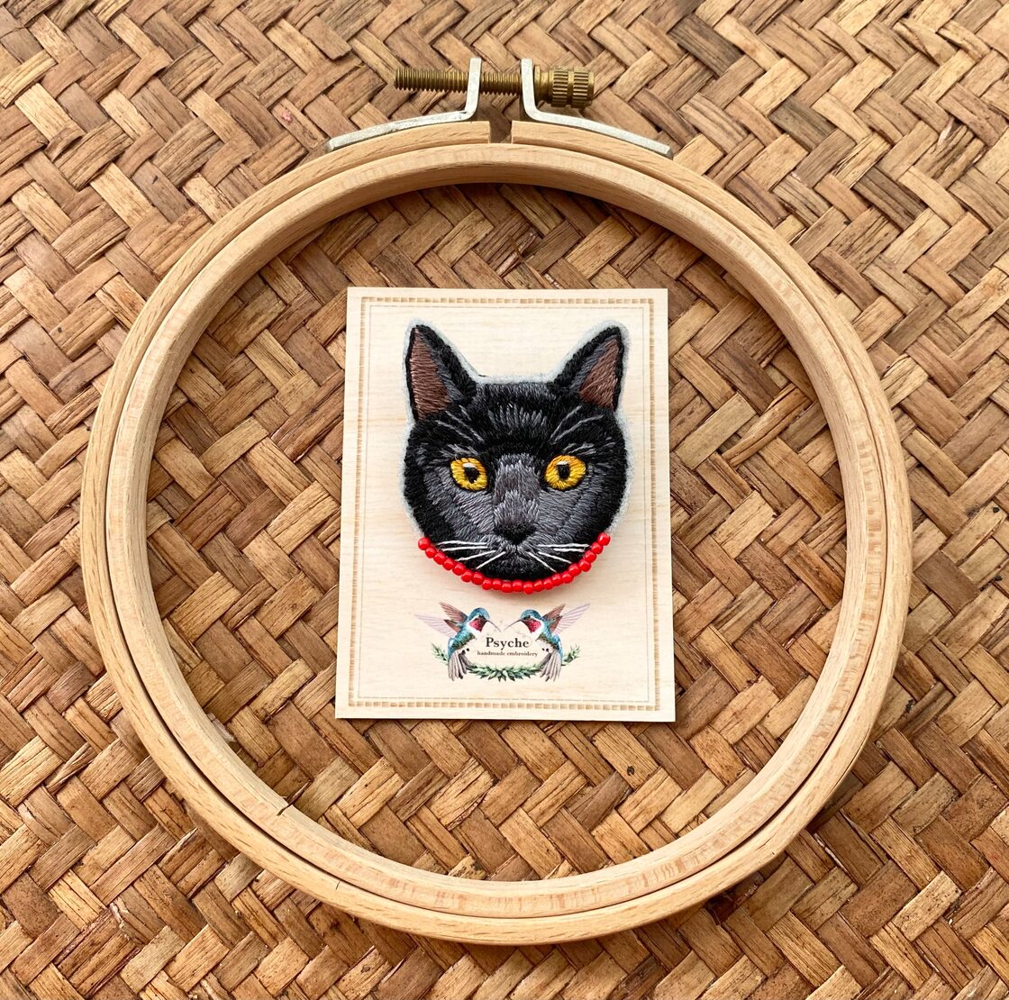 黒猫 刺繍 m i様 黒猫刺繍 ワンタッチ名古屋帯 京の工房 問屋別注